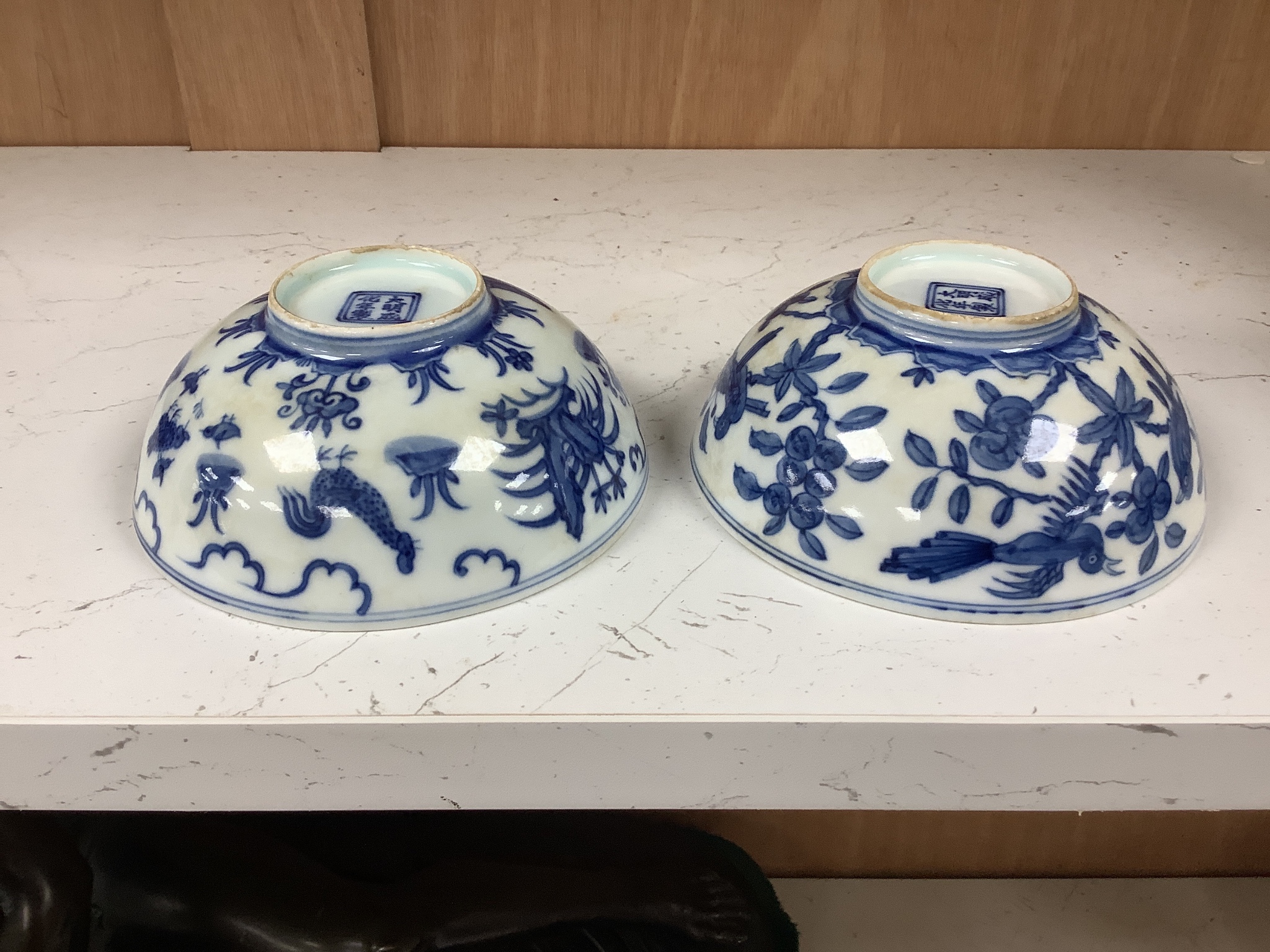 Two Chinese blue and white bowls, diameter 12cm